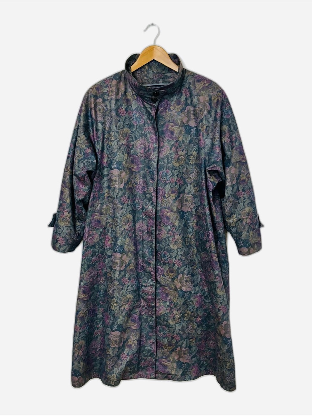 Vintage 1980 London Fog Wamsutta Floral Coat Wool Zip Liner Made in USA 12P